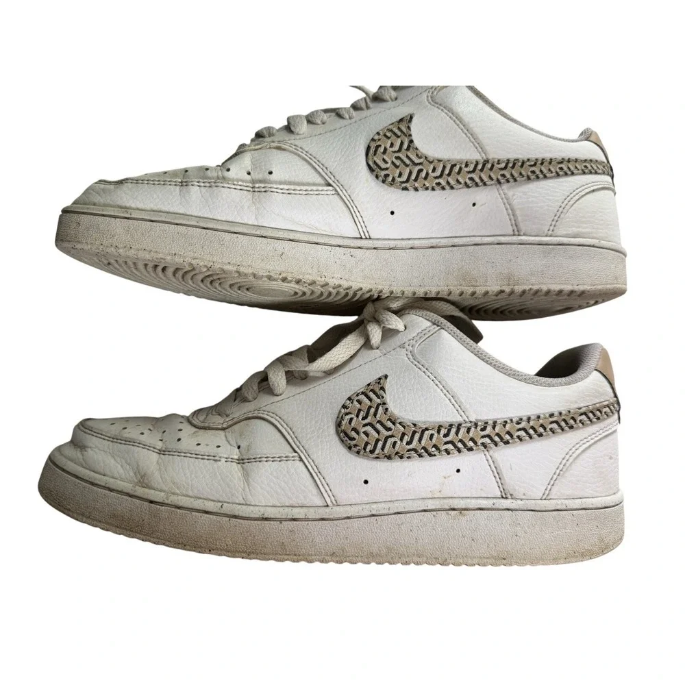 NIKE Womens Court Vision Low Size 11 White Leopard print swoosh DD9665-100 Shoes